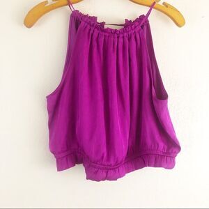 Express cropped purple open back sleeves blouse size L   New with tags